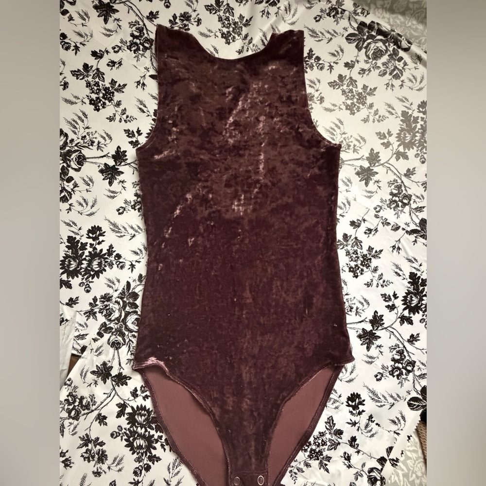 Mauve Velvet Sleeveless Bodysuit/Boho/ minimalist style